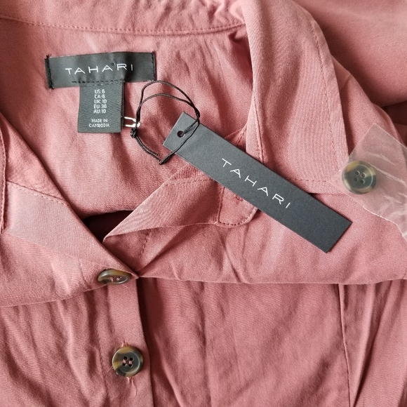 Tahari Boho Button Down Midi Dress w/ Pockets NWT - Picture 7 of 8